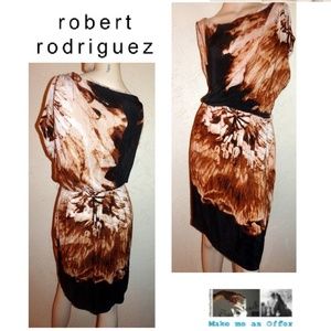 Robert Rodriquez Brown Black Silk Dress